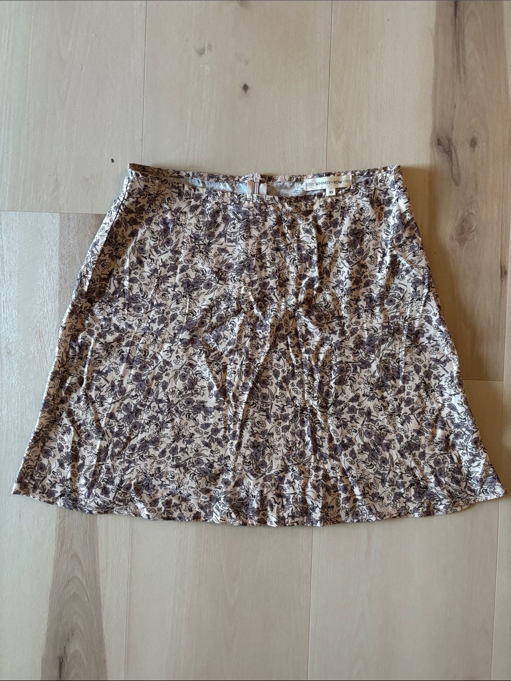 Whimsy + Row Beige Mini Skirt with Brown Floral Print